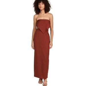 🆕️ Rumer The Label - M Chocolate Linen Blend Resortwear Roam Bandana Maxi $289